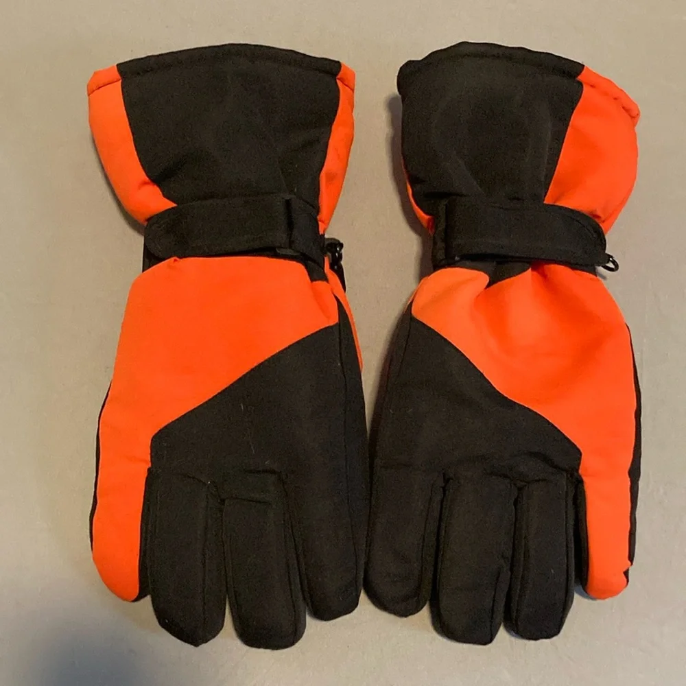 Orange and Black Winter Gloves